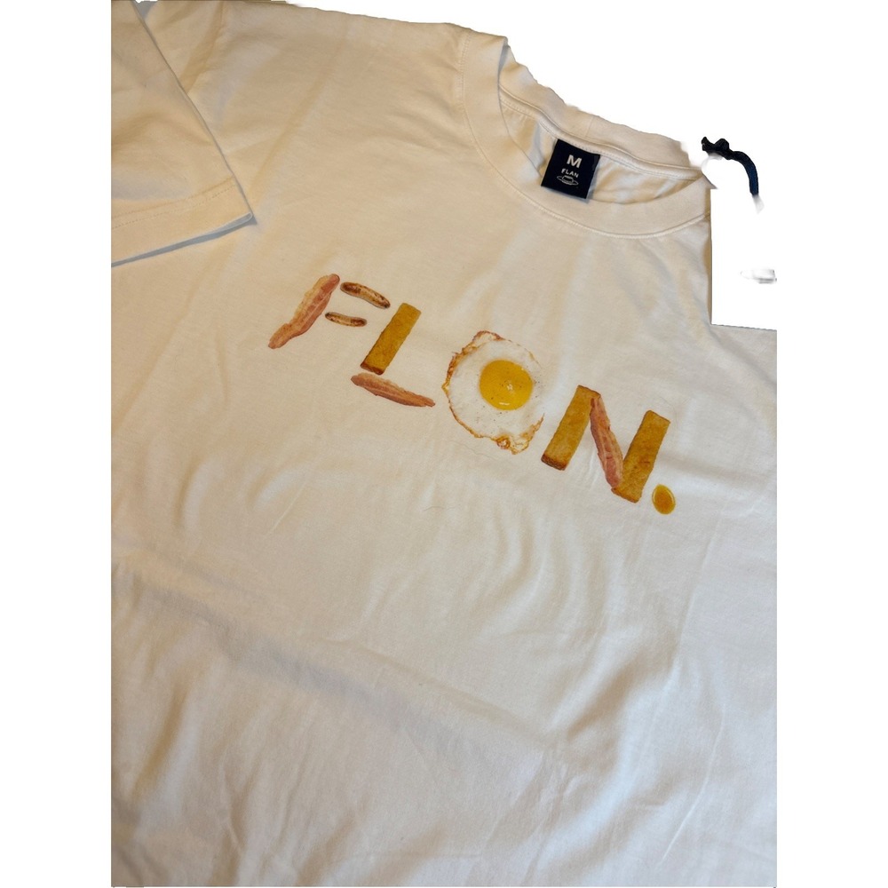 FLAN LABS Bacon Fried Egg & French Toast Stix‎ Graphic T-shirt Unisex MED Oversz